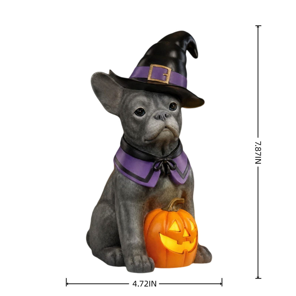 Clearance Halloween Schnauzer Bat Figurine with Ghost Bucket, 8 inch Resin Cute Dog Gifts Tabletop Decor