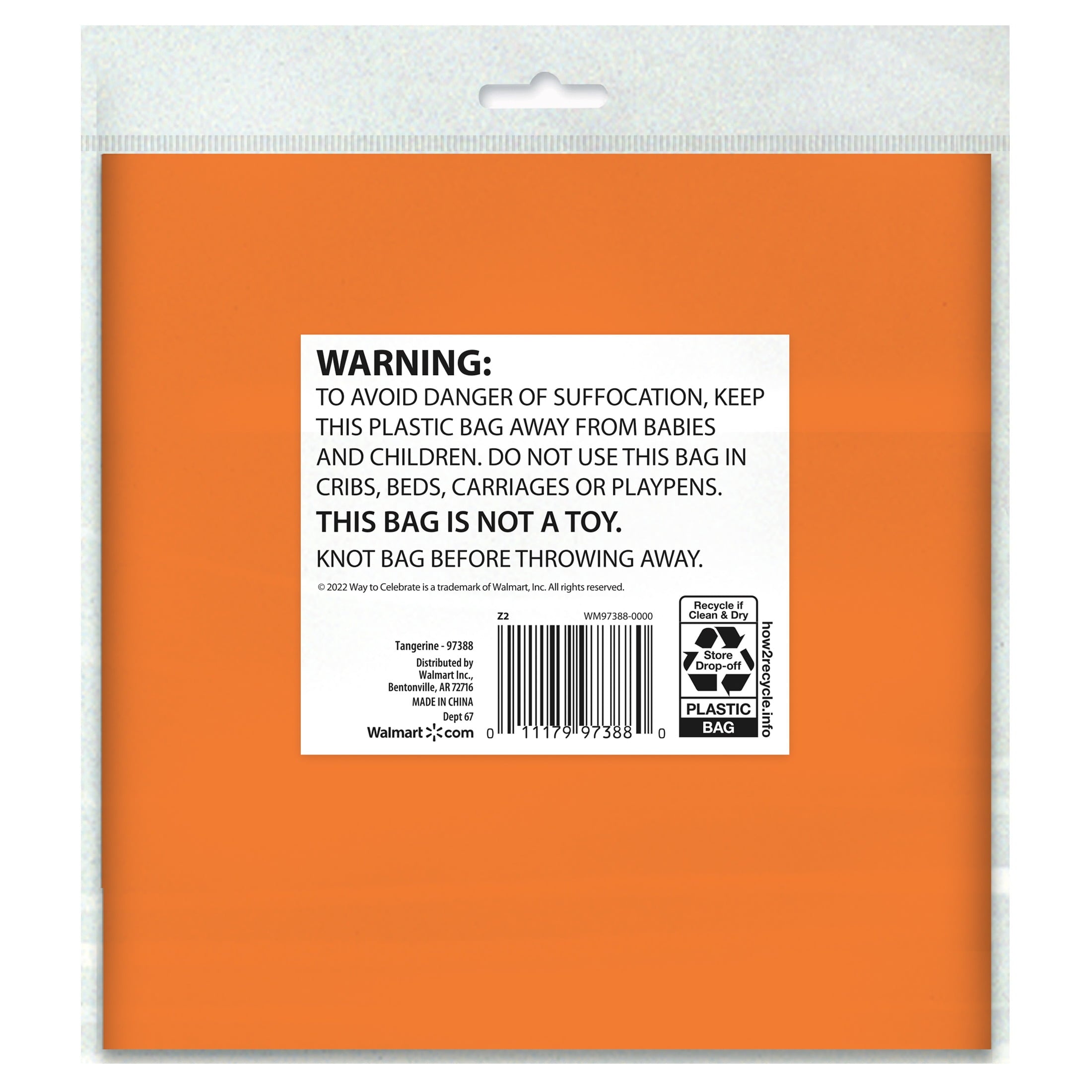Way To Celebrate Rectangular Plastic Table Cover, Orange, 54 in x 108 in, 1 Count