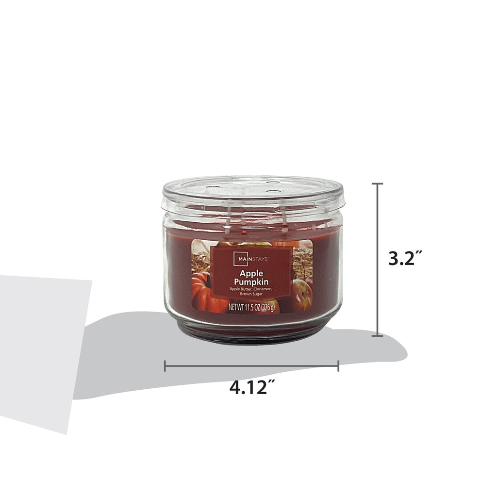 Mainstays 3-Wick 11.5 oz Glass Jar Candle, Apple Pumpkin
