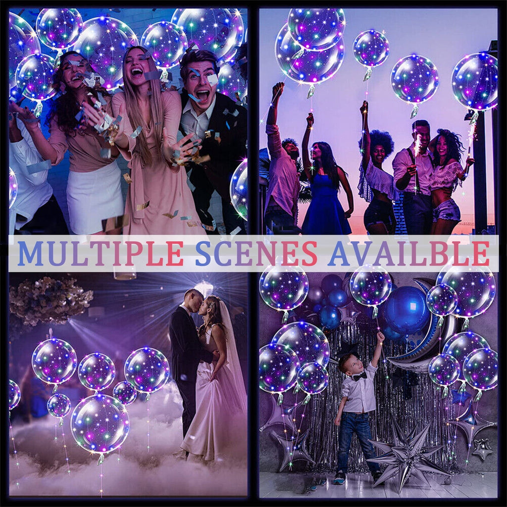 LED Balloons 10 Pack, 20 inch Glow Bubble Balloons with String Lights Included Batteries for Halloween Christmas Party Decoration