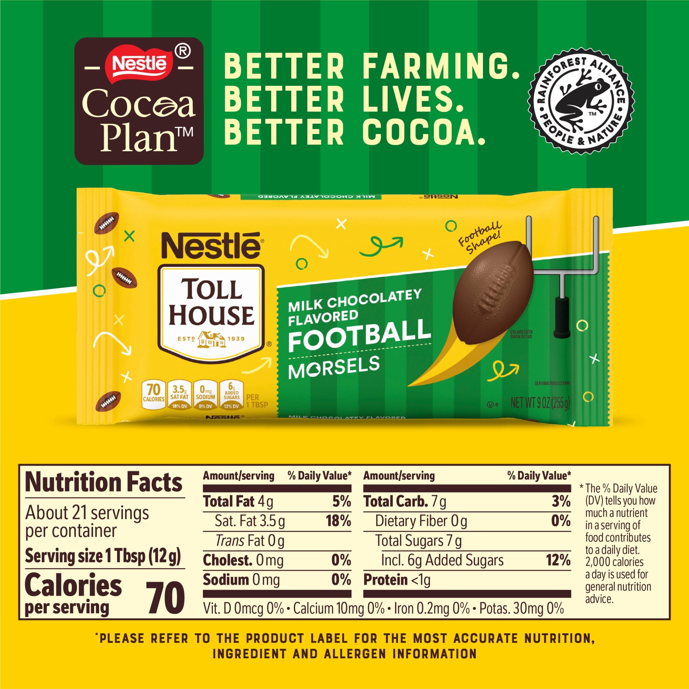 Nestle Toll House Milk Chocolatey Flavored Football Morsels, Baking Chips, Chocolate Chips 9 oz