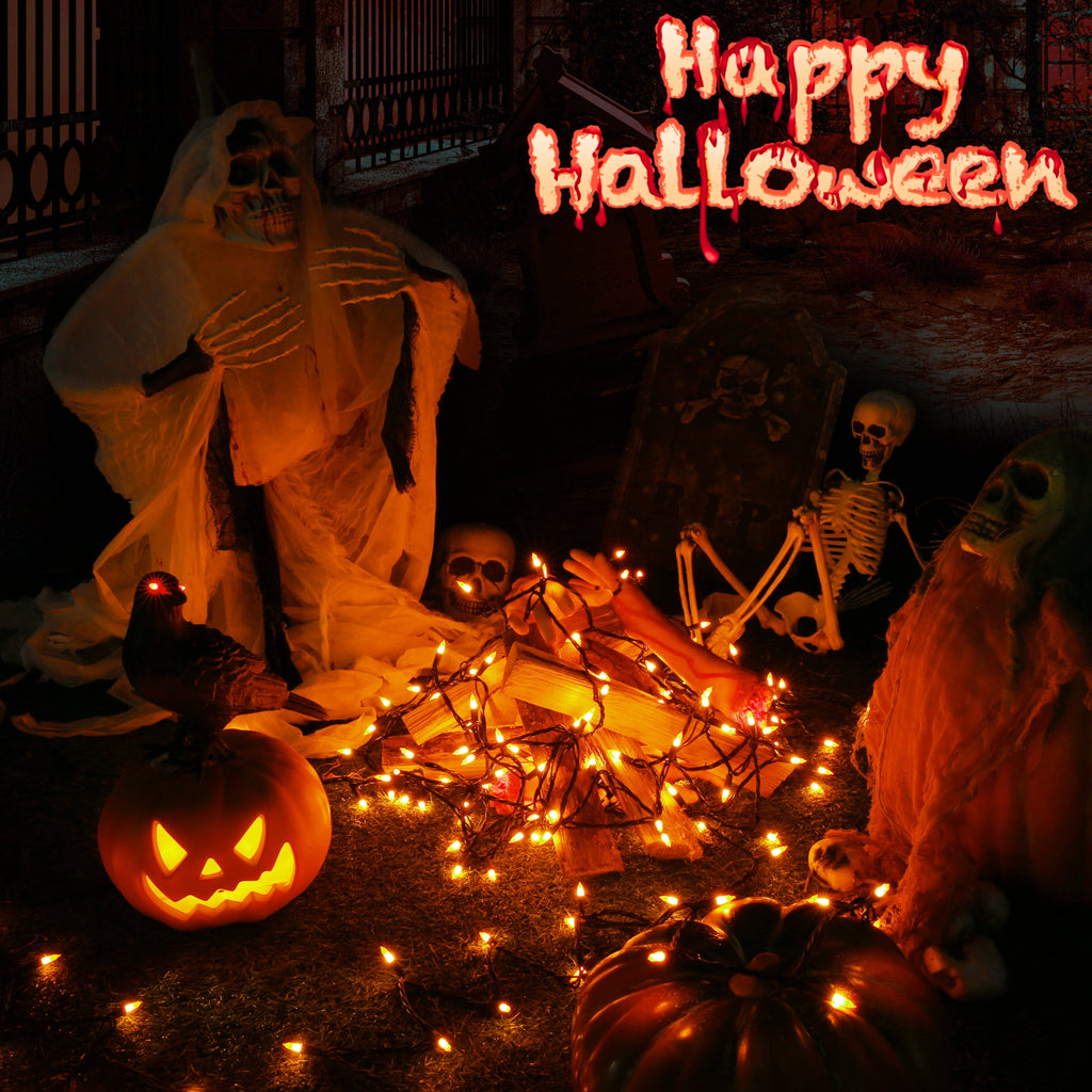 Toodour Orange & Purple Halloween Lights, 25ft 100 Count Incandescent Halloween String Lights, UL Certified Connectable Mini Bulbs Halloween Lights for Indoor, Outdoor, Garden, Porch, Halloween Decor
