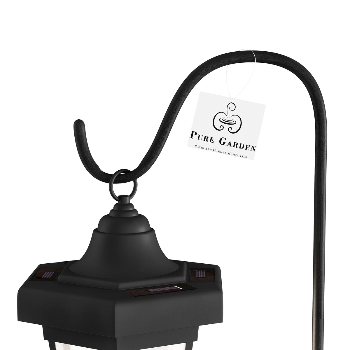 Pure Garden Set of 2 Waterproof LED Solar Lanterns with Shepherd Hooks