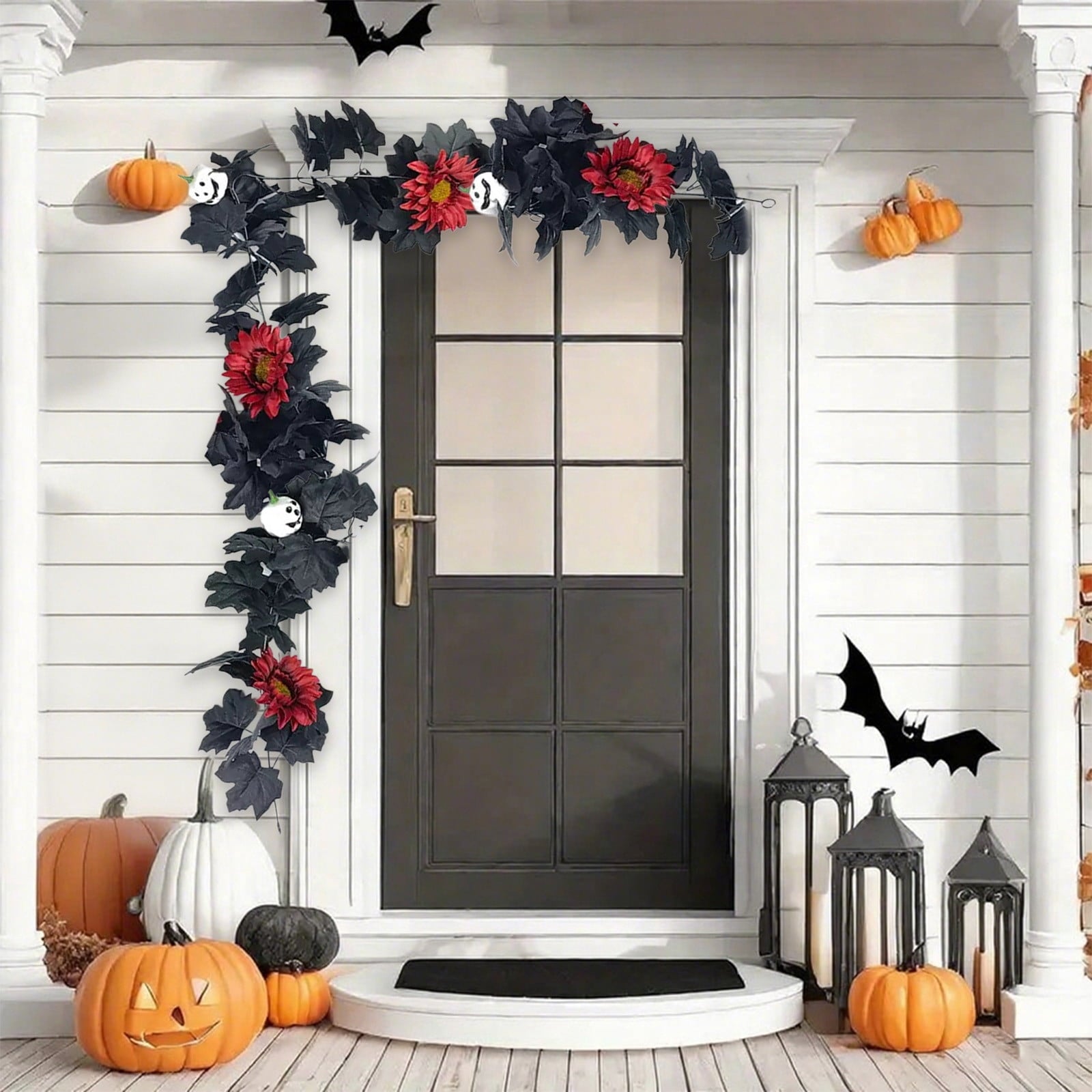 AZXY Halloween Decor, Halloween Indoor Decor, Halloween Tabletop, Artificial Red Silk Rose Stems, Gothic Fake Floral Bouquet, Halloween Decorations for Home Table Party Decor