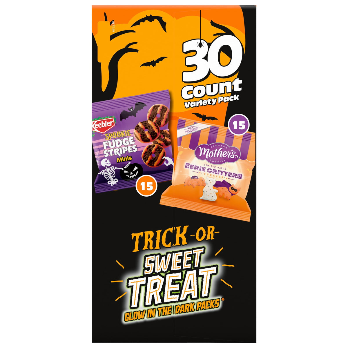 Keebler Trick Or Sweet Treat Variety Pack, Spookie Fudge Stripes Minis & Mother’s Eerie Critters, 30 Ct, 15 oz