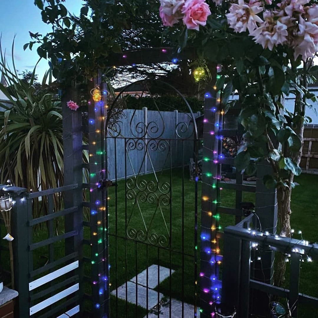 Purple Solar Fairy Lights Outdoor Waterproof, 4 Packs Each 33ft 100 LED Solar String Lights, 8 Modes Silver Wire Solar Twinkle Lights for Halloween Christmas Patio Garden