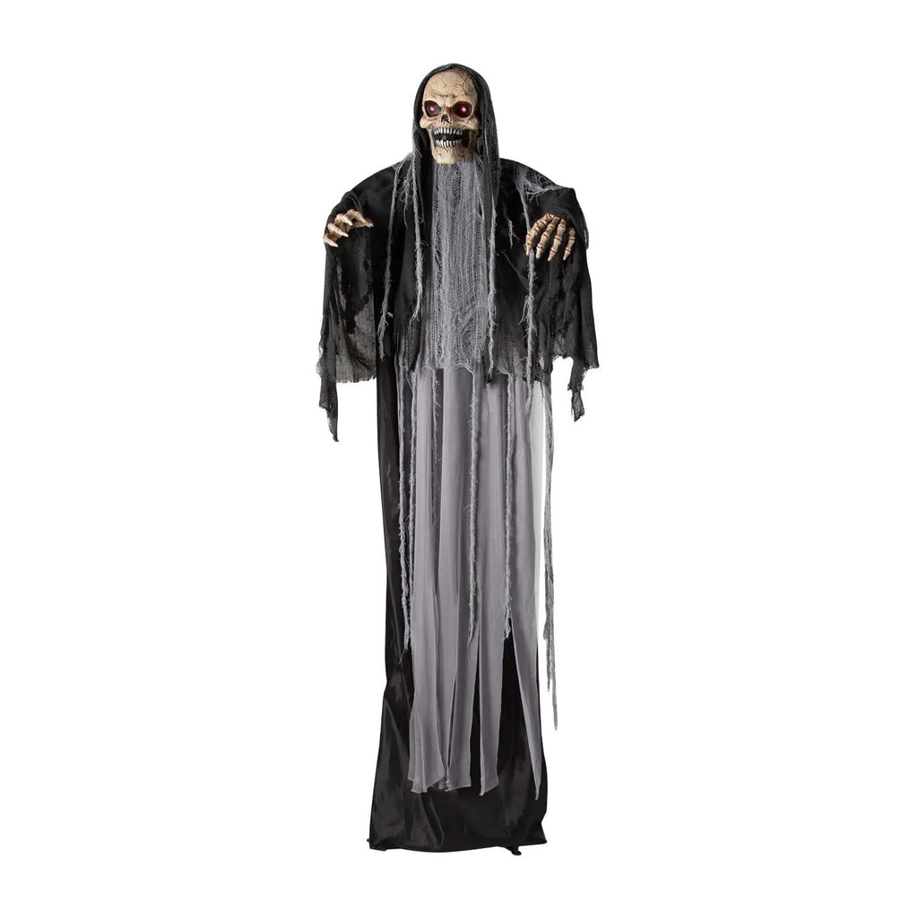 6 Ft. Black & Gray Skeleton Reaper Animated Prop Standing Halloween Decoration