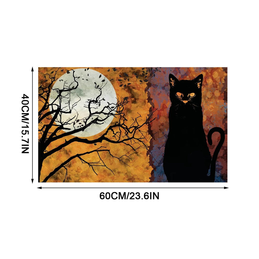 Wovilon Halloween Area Rug Doormat, Black Castle Front Door Mat Non Slip Rubber Backing, Happy Halloween Orange Indoor Outdoor Entrance Mats, Halloween Home Decor Outdoor Rug, 16 X 24 Inches