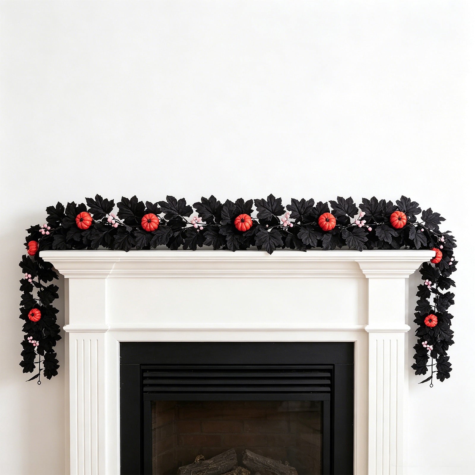 WKSCLPAI Halloween Maple Leaf Garland, Fall Vine Wreaths for Autumn Festivities Decor,Seasonal Garlands for Home,Halloween & Fall Decorations