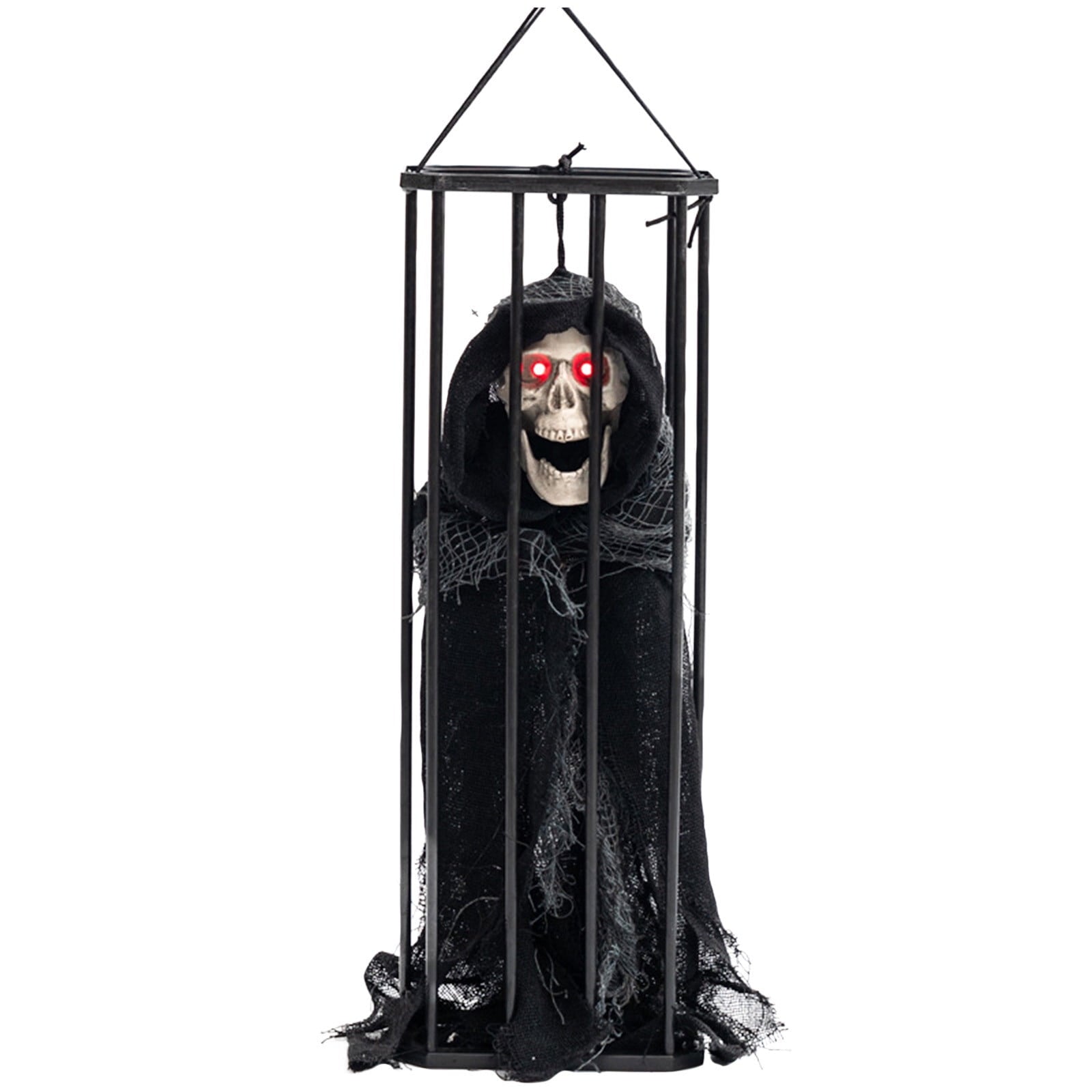 XEOVHV Animated Halloween Decoration,Animated Skull Ghost Hanging Decoration Prop with Spooky Sound Sound & Touch Activated Sensor Prisoner Haunted House Decor for Home Indoor Outdoor Decoration