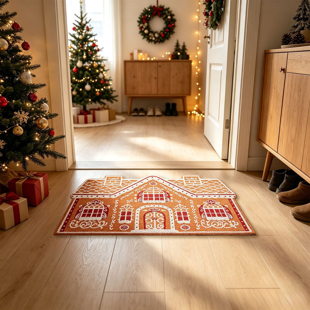 Front Door Mat Indoor Outdoor Entrance Rug, Semicircular Entrance Mat, Half Round Waterproo Non-Slip Durable Rubber Doormat for Garage, Patio, 29.5 inch