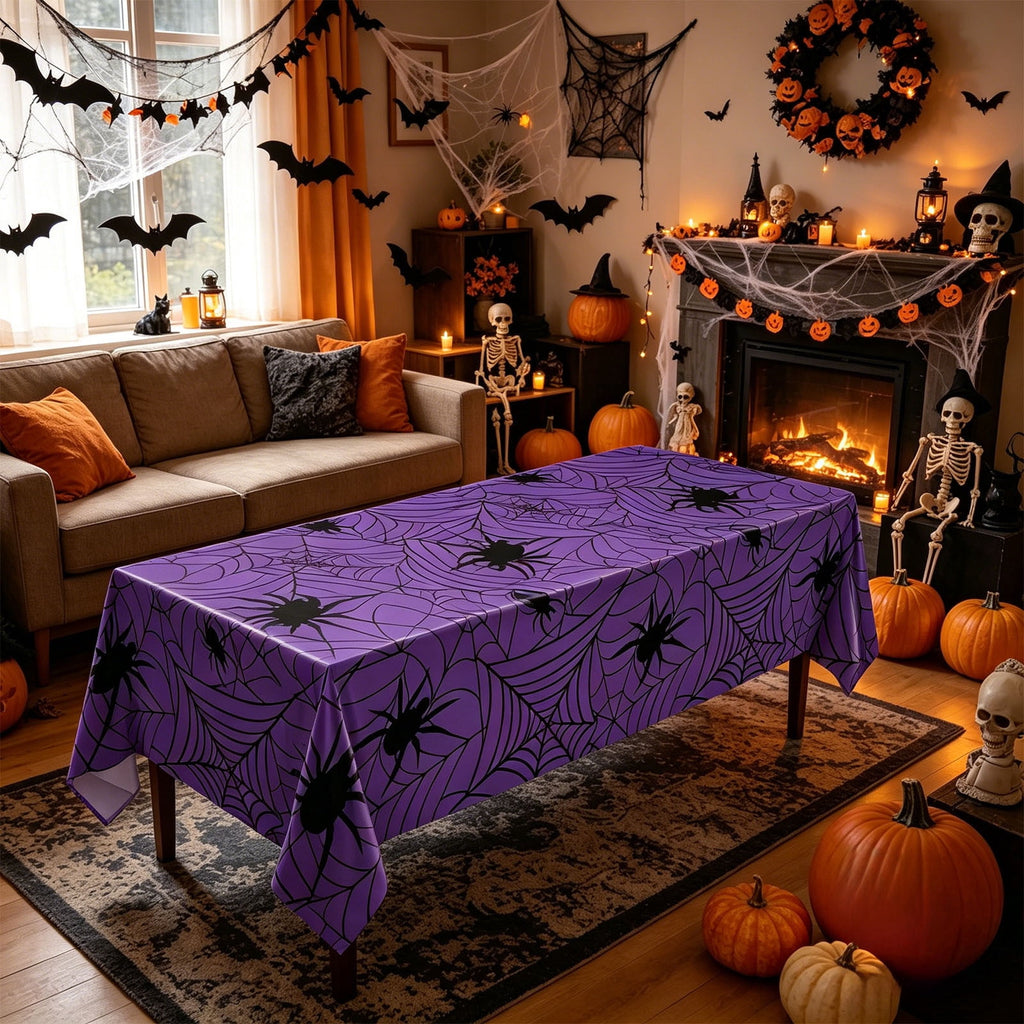 24 Pack Halloween Disposable Tableware Set, Spider and Cobweb Pattern Paper Plates, Halloween Party Supplies Favors