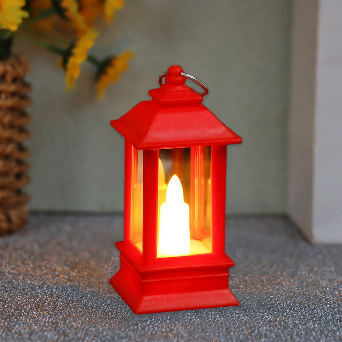 Lanterns Decorative Indoor & Outdoor- Black Candle Lantern, 3.7in Waterproof LED Lantern for Patio & Porch, Battery-Powered Hanging Vintage Lanterns with Timer for Weddings, Transparent