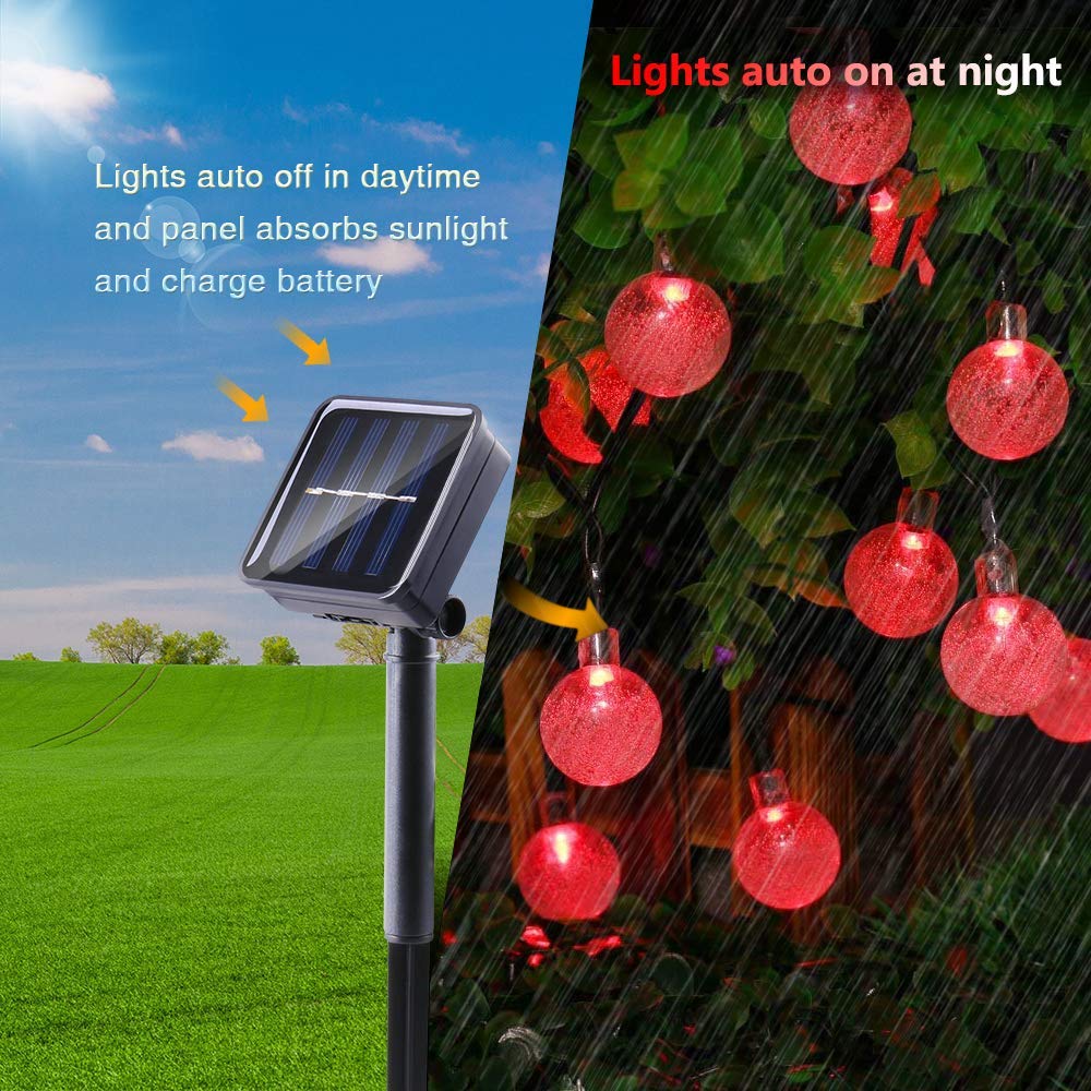 LINLIN Solar Crystal Ball String Lights,Waterproof LED Bubble Globe Solar Fairy Lights 8 Mode Ball String Lights for Bistro Garden Yard Home Party Wedding Christmas Decoration