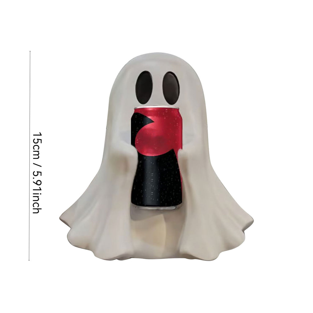 5.9" Halloween Cute Ghost Ghost Holding Coke, Ghost Coke Can Figurine Decor, Spooky Beverage Holder Figurine, Halloween Decorations For Tabletop, Party Decor (A)