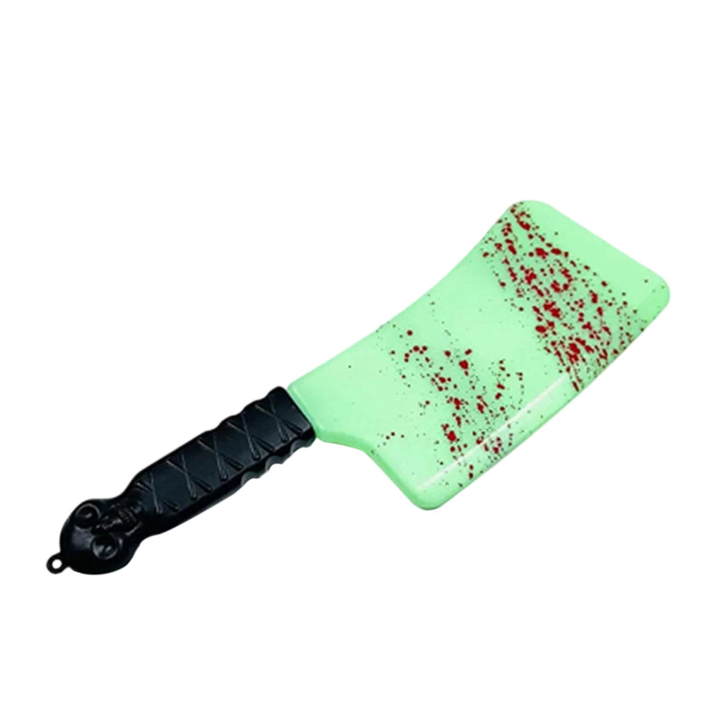 Glow in the Dark Plastic Bloody Cleaver Prop, Realistic Fake Horror Knife Costume Accessory for Halloween Party Haunted House Cosplay Decor