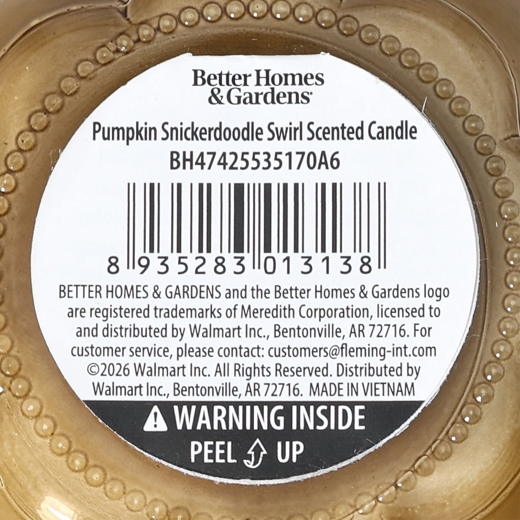 Better Homes & Gardens 5 oz Glass Pumpkin Jar Candle, Pumpkin Snickerdoodle Swirl
