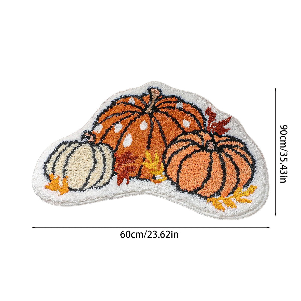 Fall Area Rug Maple Leaf Pumpkin Imitation Wool Mat 27.56x27.56in Polyester Skidproof & Soft for Living Room Bedroom Entryway Fall Doormat by MPOISVA