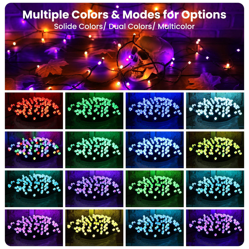 Toodour Orange & Purple Halloween Lights, 82ft 200 LED Plug in Halloween String Lights with 8 Modes, Memory & Timer Function, Connectable Halloween Outdoor Lights for Home, Garden, Halloween Decor