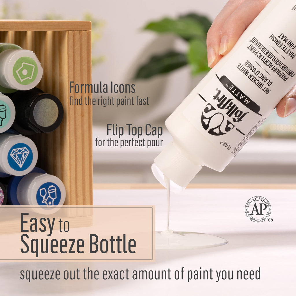 FolkArt Wicker White and Licorice Acrylic Craft Paint Set, 8 fl oz, Set of 4