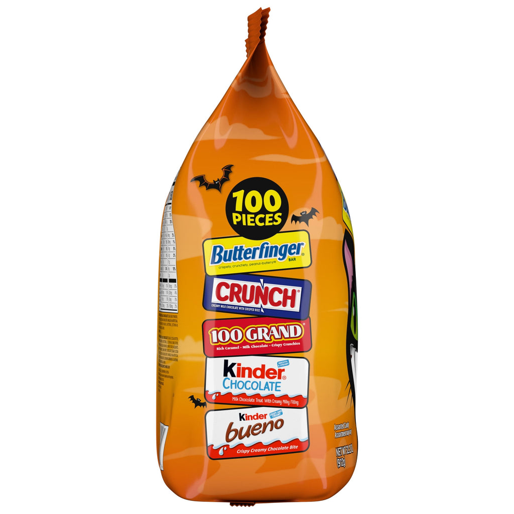 Butterfinger, CRUNCH, 100 Grand, Kinder Bueno, Kinder Chocolate, Minis Assorted Halloween Candy Bag, 100 Count, 32.2 oz