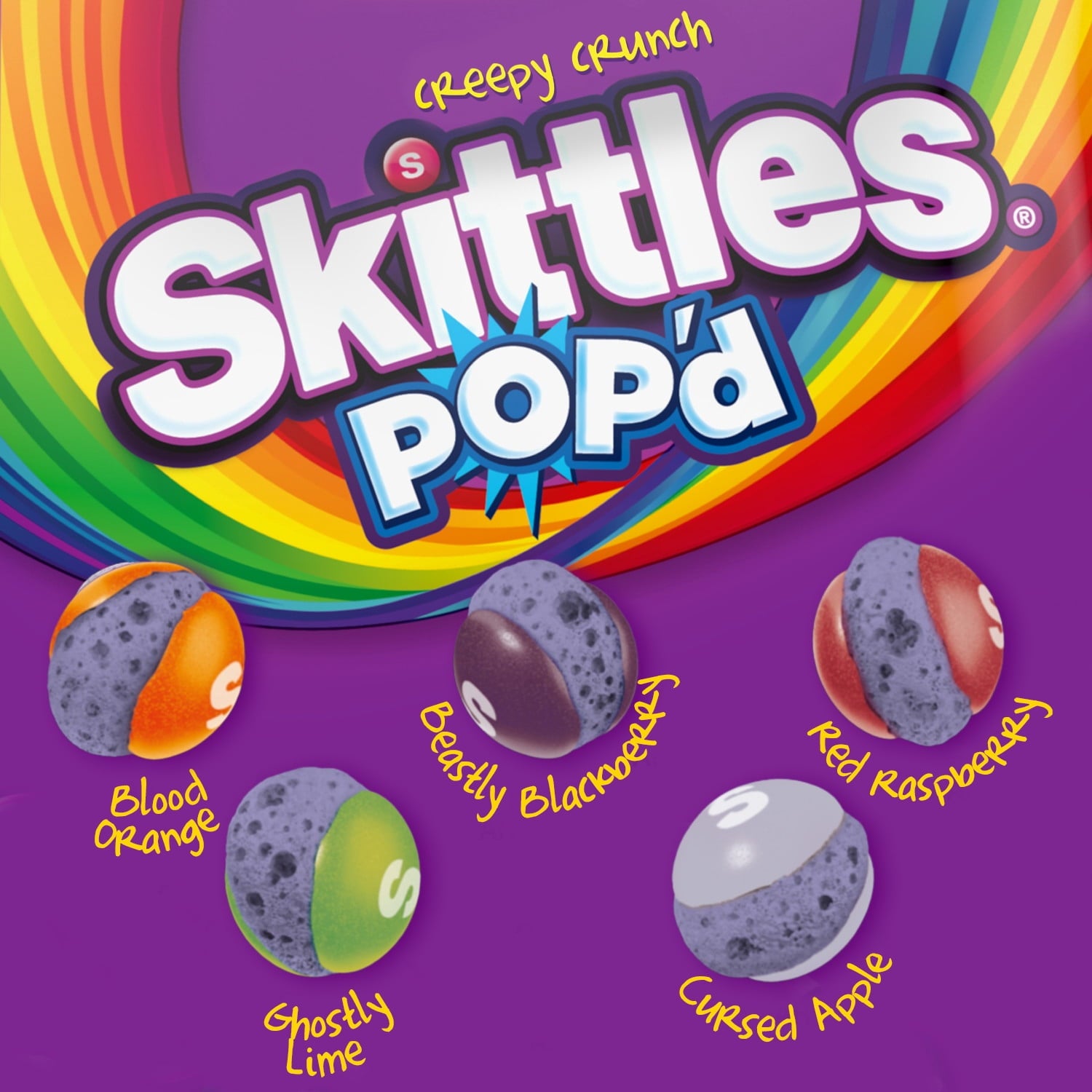 Skittles Pop'd Creepy Crunch Freeze Dried Halloween Candy - 5.5 oz Bag