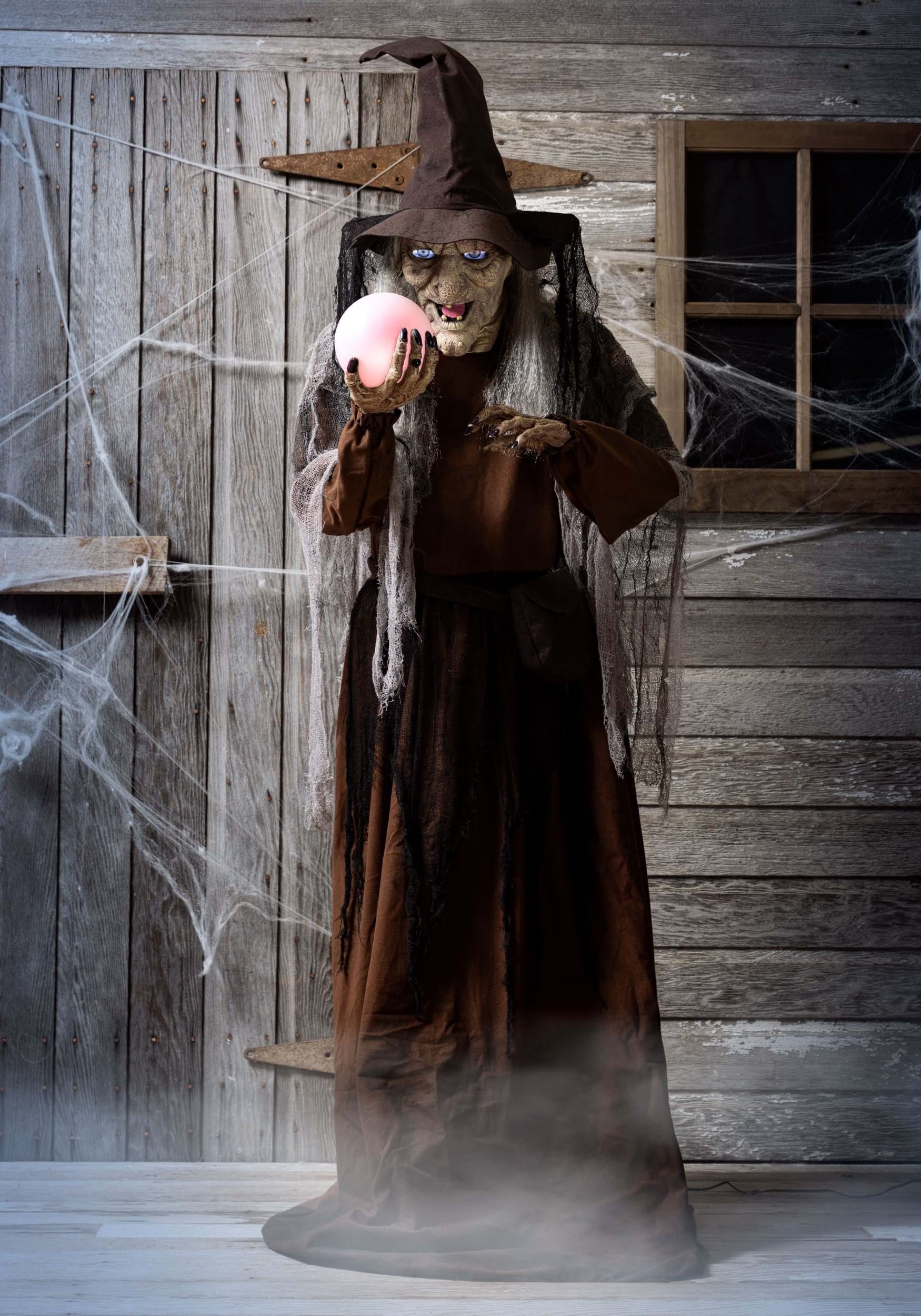 Seasonal Visions 68" Soothsayer Animated Witch with Digital Eyes Halloween Decoration