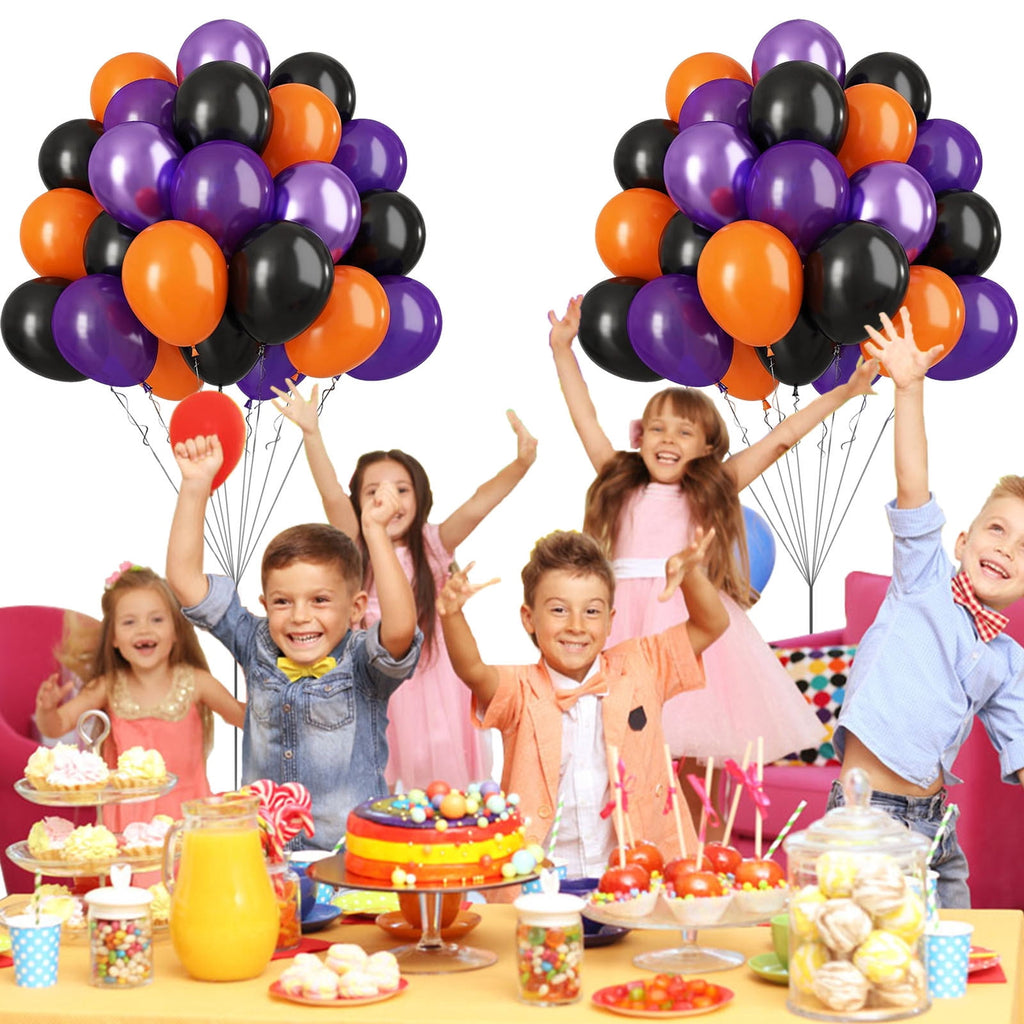 12 Inch Latex Balloons 30Pcs Halloween Party Decorations, Black Orange Confetti Balloons Set for Birthday Party Supplies, Helium Air Inflation