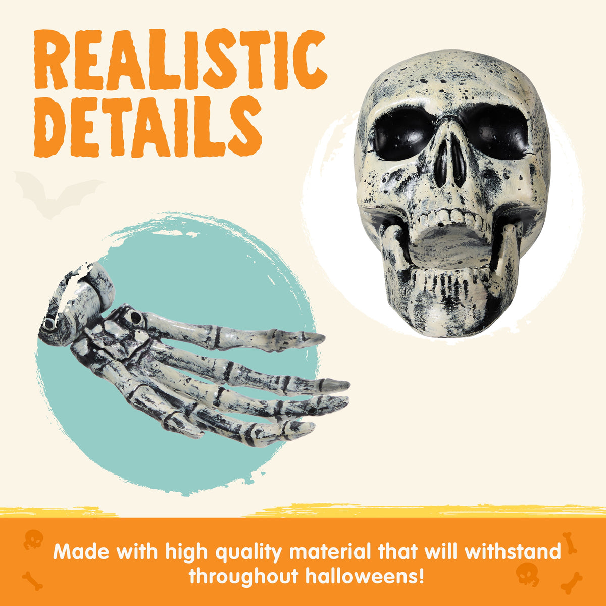 Joyfy 3 Pack Halloween Light up Skeleton Decorations Outdoor,Halloween Graveyard Spooky Skull Stakes Pathway Lights for Halloween Props Yard Decor