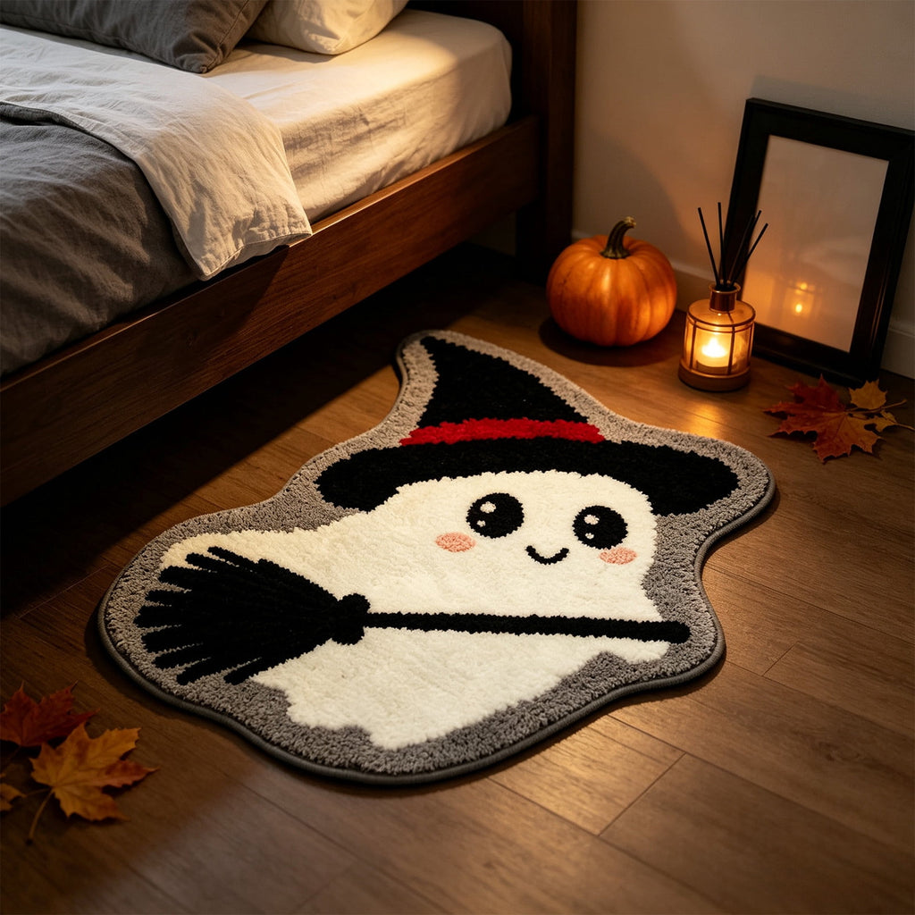 Halloween Ghost Door Mat, Cute Welcome Mat for Front Door Porch Entryway Haunted Outdoor Decor Spooky Decorative Entrance Doormat Non Slip Halloween Rug, 16" x 24"