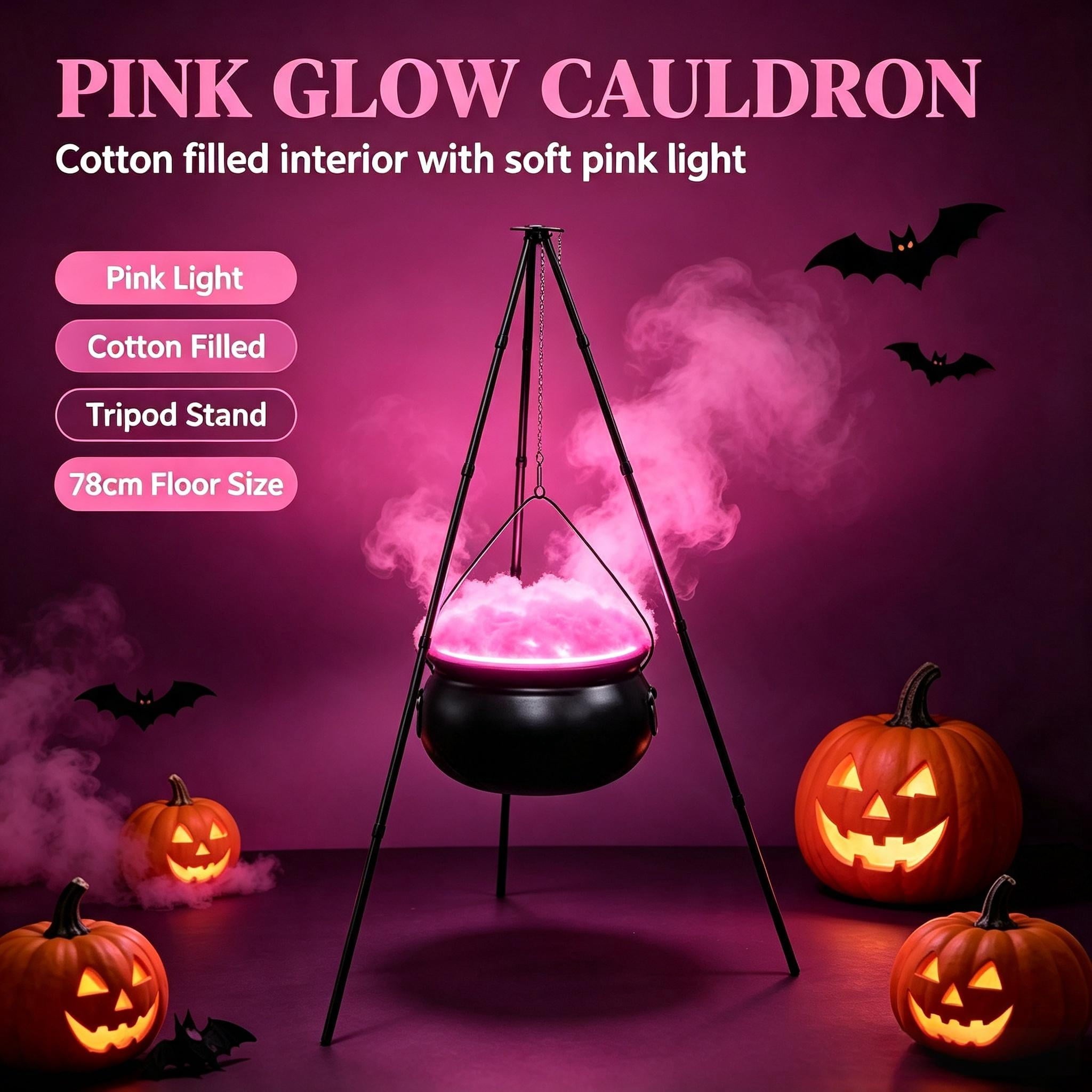 Muecwrye Halloween Decorations Outdoor, Halloween Clearance! Halloween Witches Cauldron on Tripod with Lights, DIY Bubbling Cauldron Set Decor for Home Porch Outside, Halloween Party Supplies