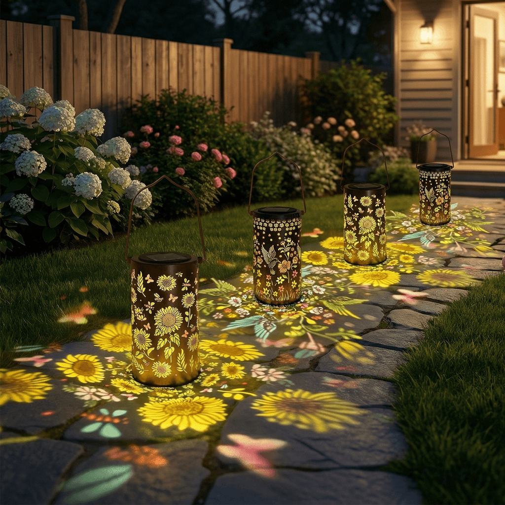 Colorful Solar Lanterns IP65 Outdoor Waterproof, Mother's Day Gifts for Women Mom Grandma - LED Colorful Sunflower Solar Lights Metal Hanging Lantern for Patio Yard Porch