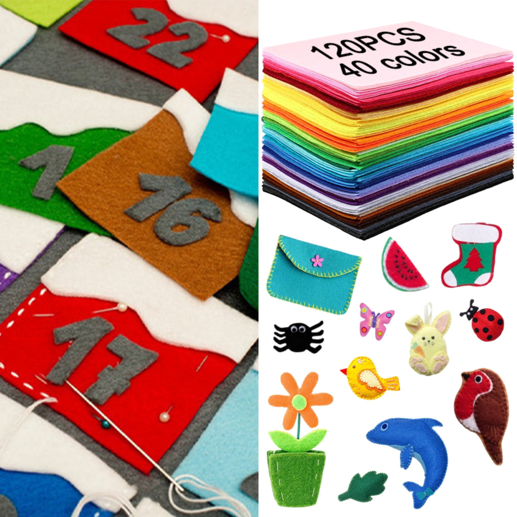 Felt Sheets for Crafts 8x12 Inch, 120Pcs Assorted Color Soft Felt Fabric, Squares Non woven 1mm Thick, for DIY Sewing Craft Patchwork Decoration