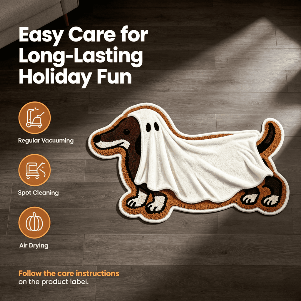 Halloween Dachshund Door Mat, 30"×18" Non-Slip Pumpkin Dachshund Floor Rug, Mat for Home Porch Fall Decor & Pet Lover Housewarming Gift