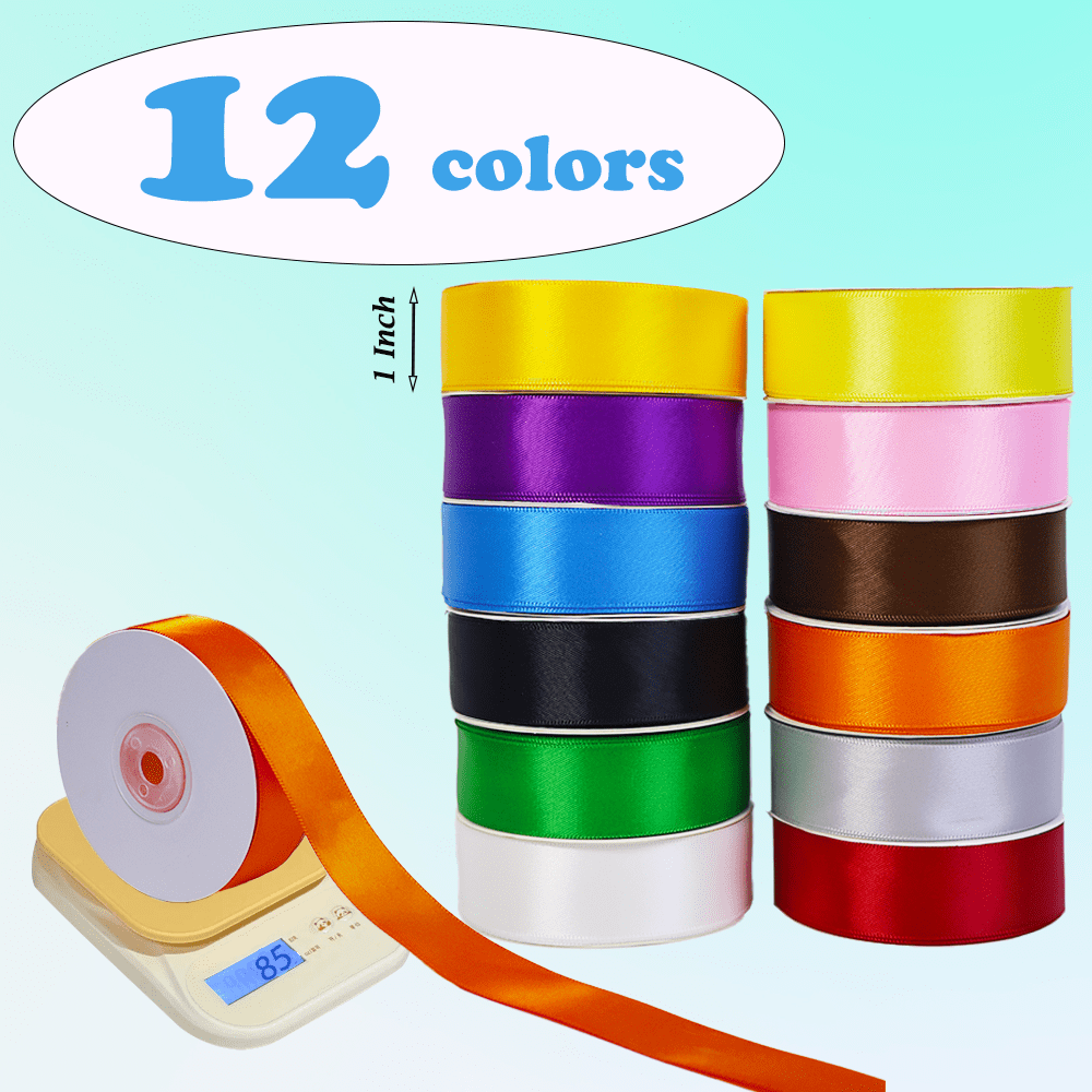 Yarniss Satin Ribbon Roll, 3/8 Inch, Double Faced Polyester, 20 Rolls, 100 Yards, for Crafts & Gift Wrapping