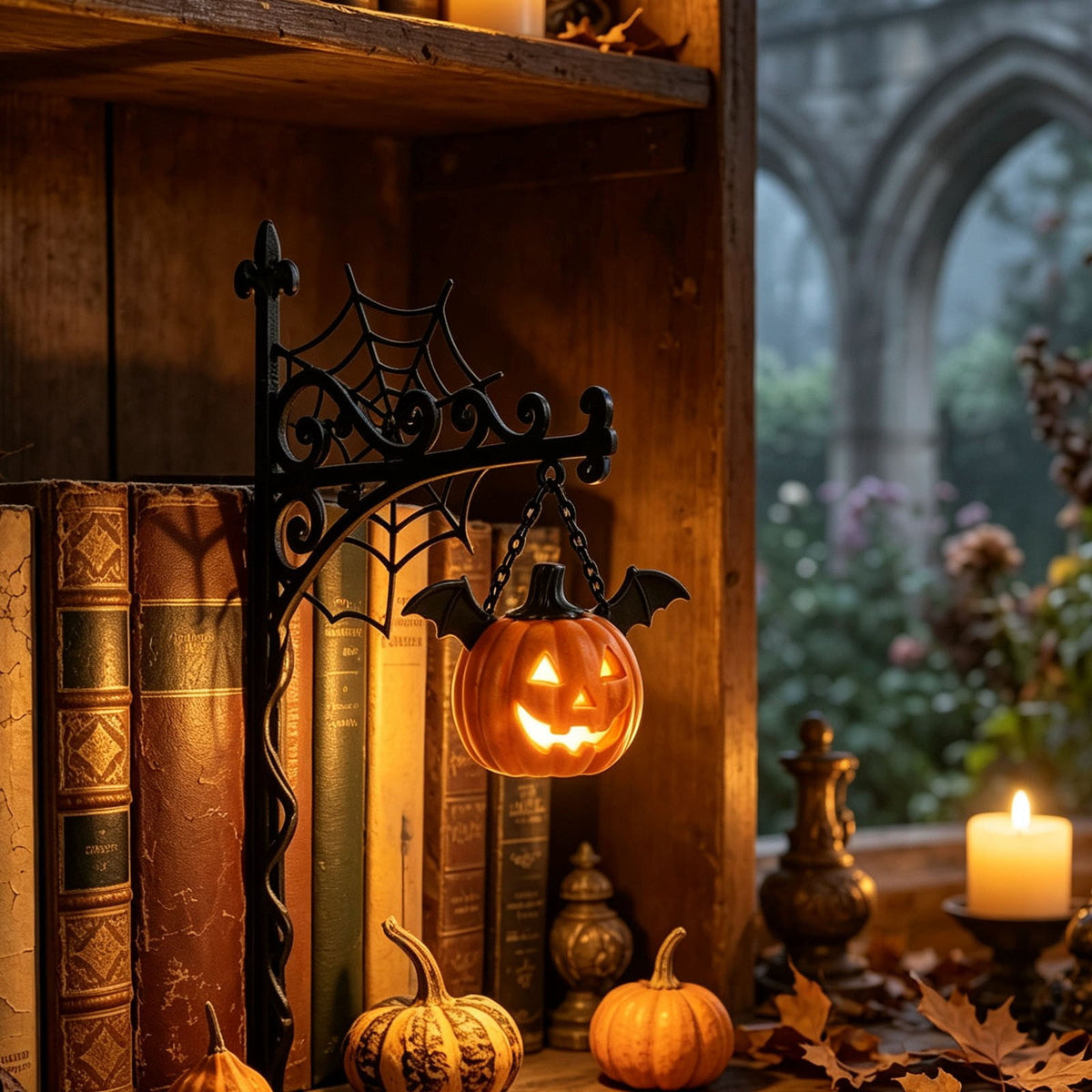 Nkmbld Halloween Bookshelf Lamp, Vintage Library Lantern Decorative Bookshelf Lighting, Hanging Ghost Lantern Book Shelf Light, Halloween Decorations Indoor