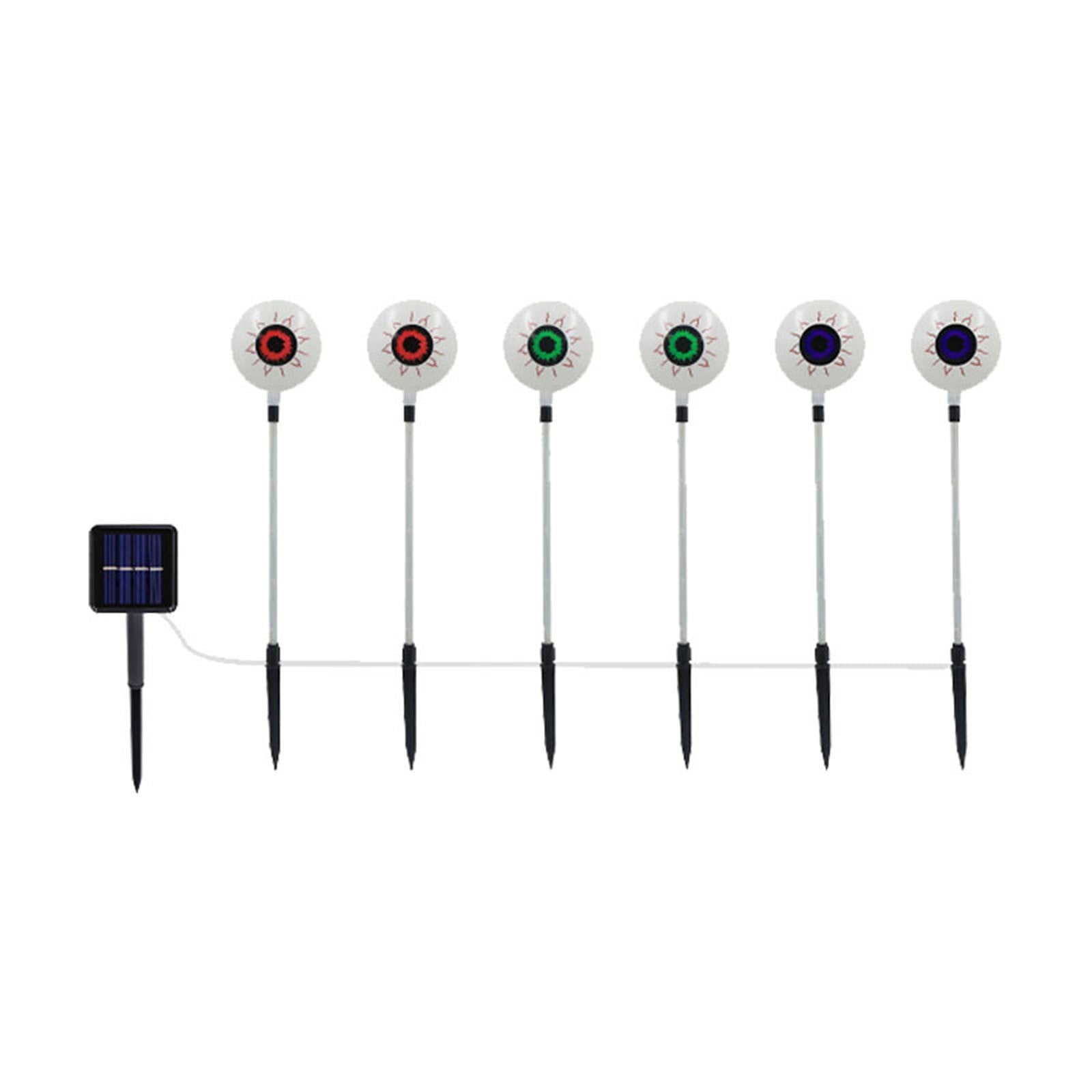 Btomtd Solar Halloween Eyeball Light LED Ground Insertion Lamp 6 Eyeballs for Ghost Festival Horror Courtyard Decoration Spooky Solar Powered Outdoor Light, Purple