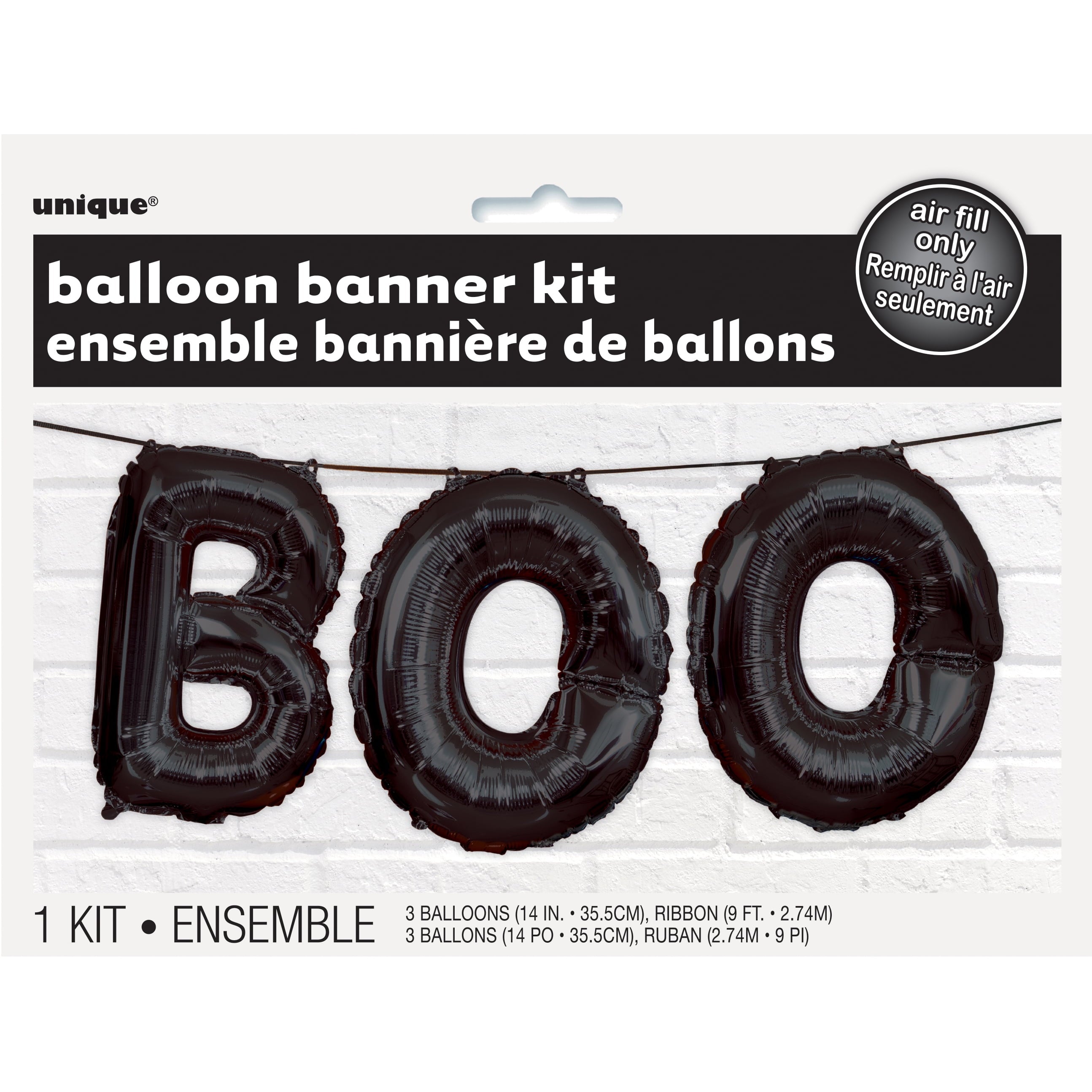 Foil Black Boo Halloween Letter Balloon Banner Kit