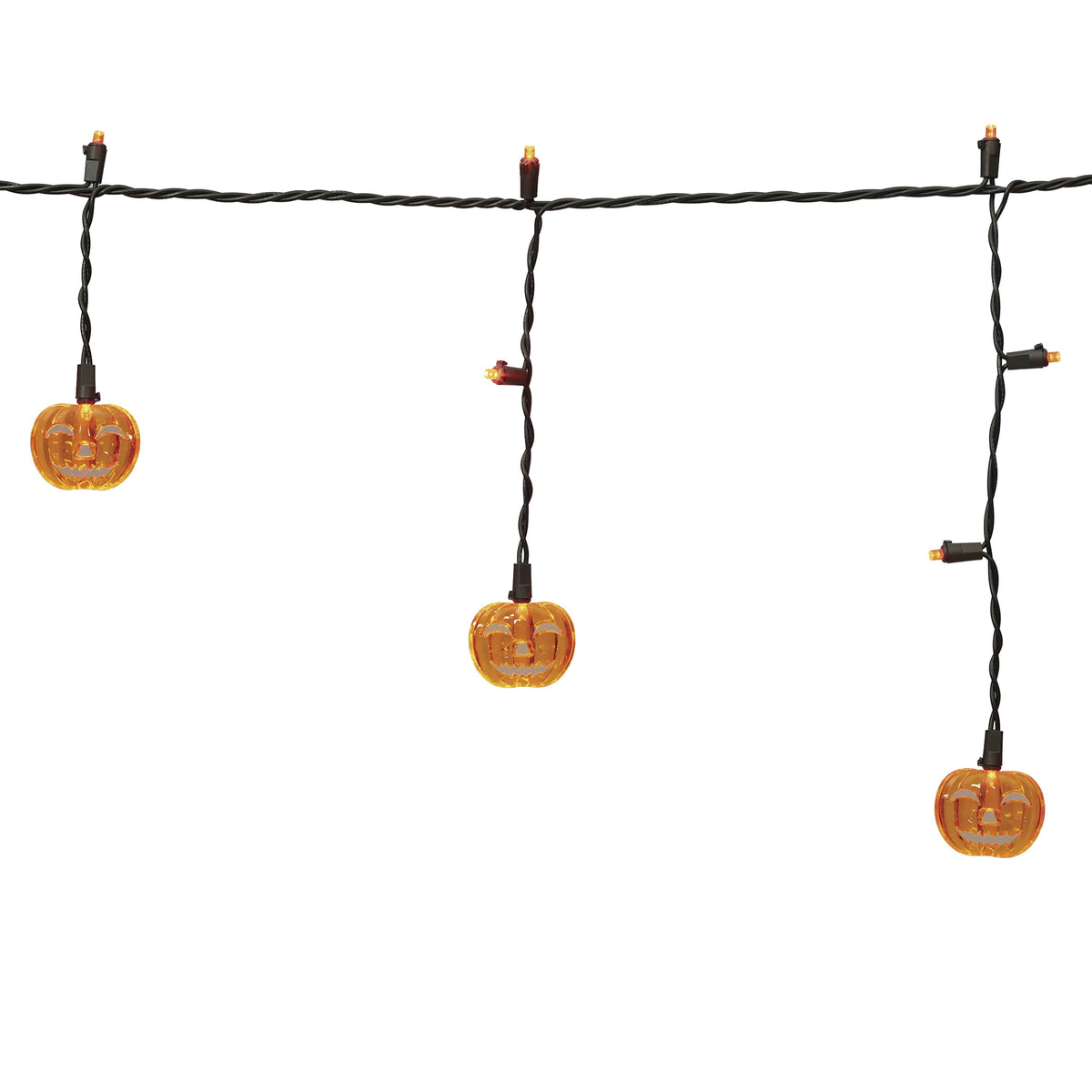 Indoor/Outdoor 30-Count LED Pumpkin Icicle Lights, Orange, 6', Halloween by Way To Celebrate