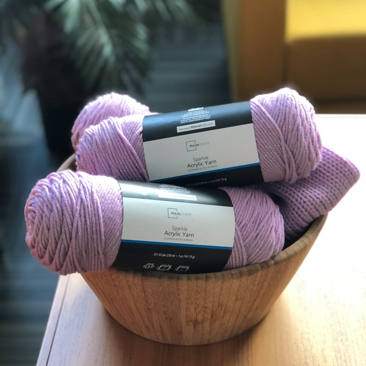 Mainstays Sparkle Acrylic Yarn, 5 oz, Platinum Silver