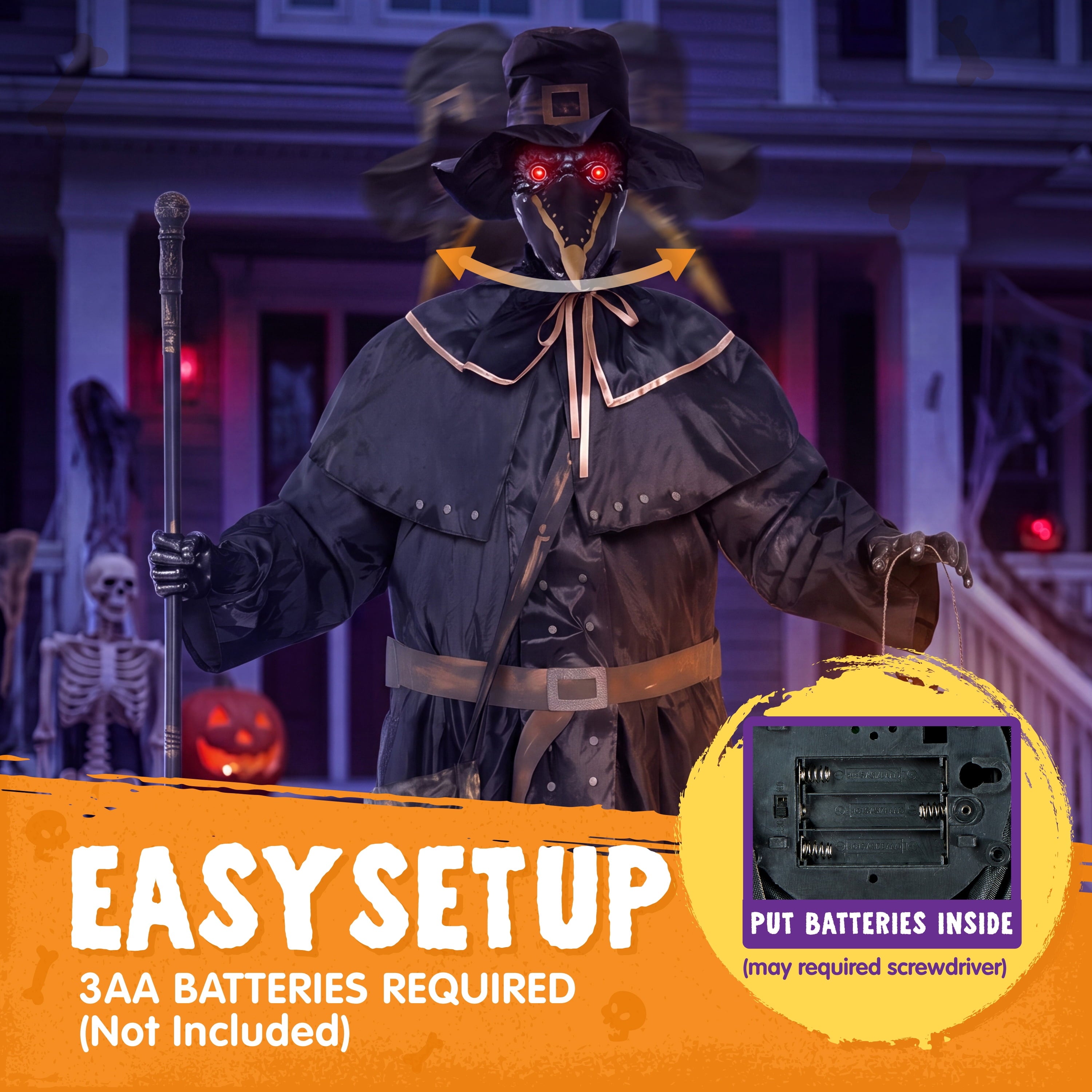 Joyfy 5ft Drinking Skeleton Halloween Animatronic Decorations, Outdoor Haunted Props with Endless Liquid Pouring Effect, Green LED Lights & Spooky Sounds, Life-Size Skeleton for Garden Yard Lawn