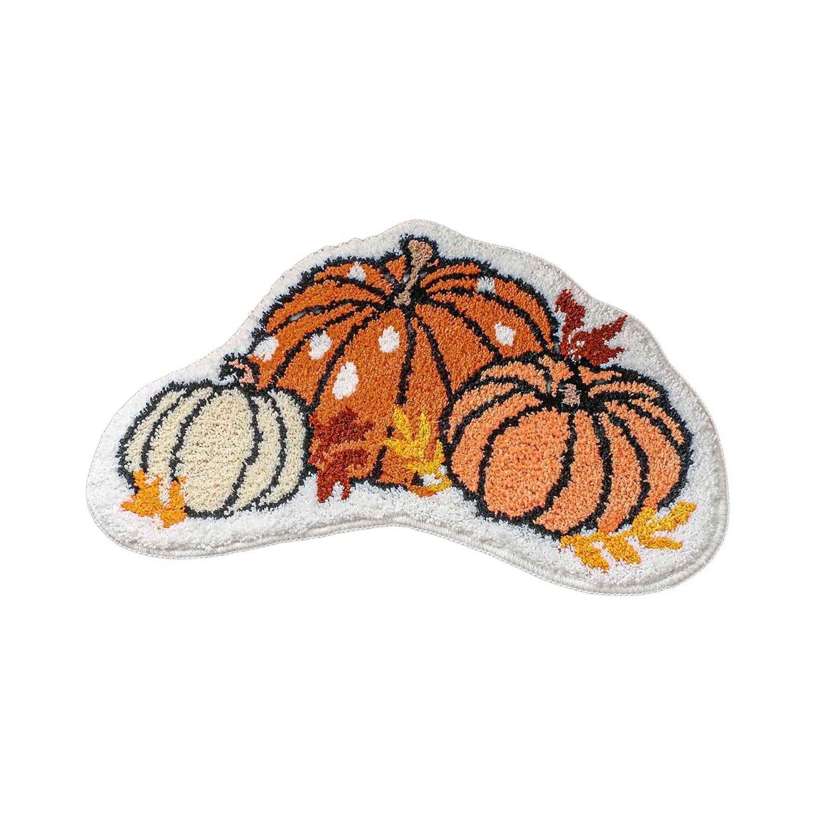 Fall Area Rug Maple Leaf Pumpkin Imitation Wool Mat 27.56x27.56in Polyester Skidproof & Soft for Living Room Bedroom Entryway Fall Doormat by MPOISVA