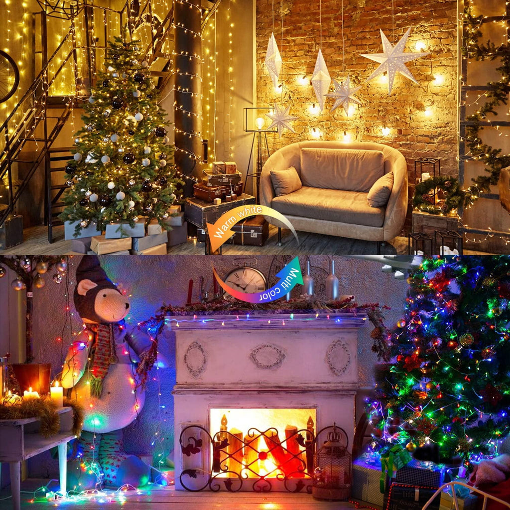 JMEXSUSS 33ft 100 LED White Christmas Lights, 8 Modes Connectable Clear Wire Twinkle Fairy String Lights Indoor, Plug-in Christmas String Lights Outdoor Waterproof for Christmas Wedding Party Tree