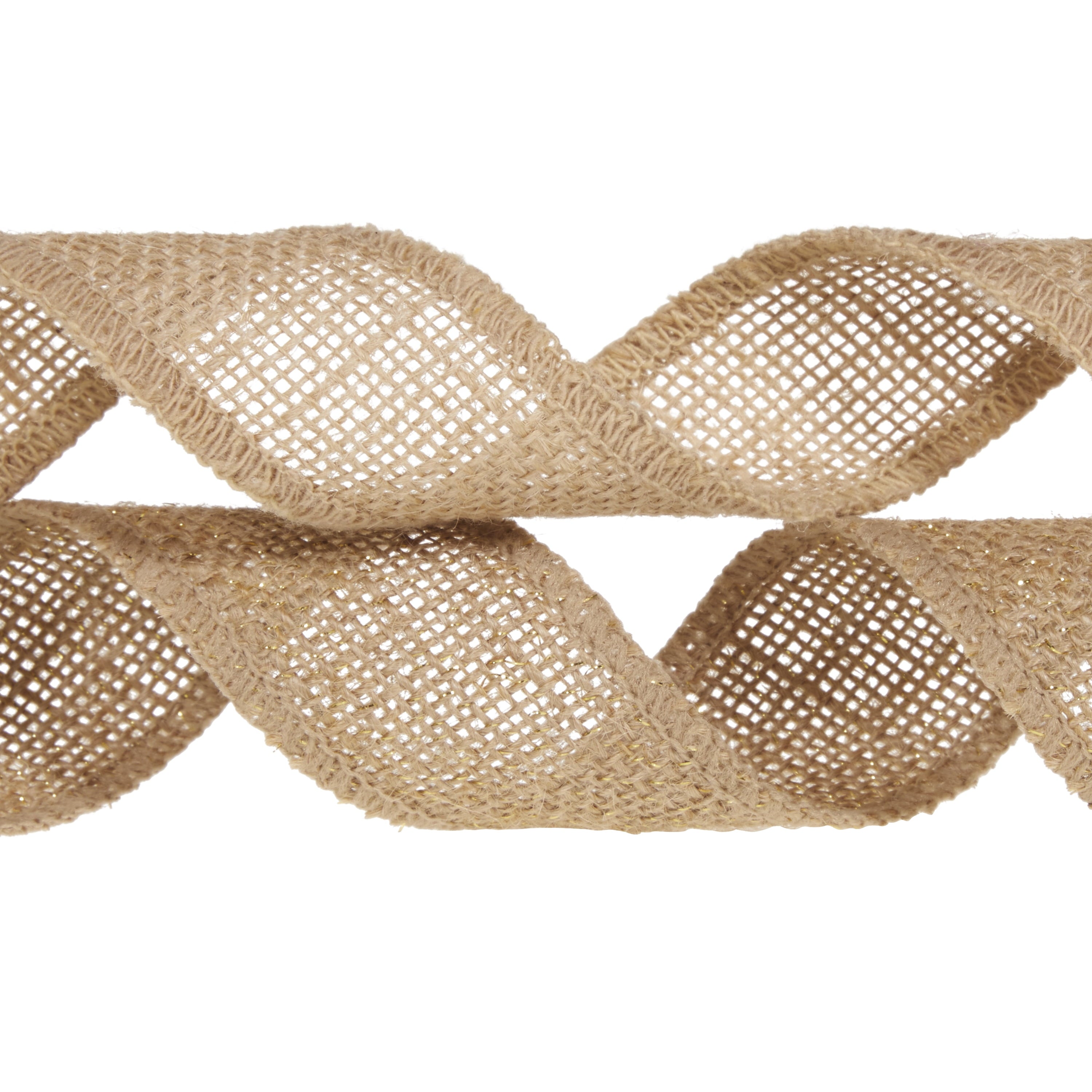 Love, Laugh, Craft Burlap Ribbon Set, 1.5"W x 3-Yds, Natural/White Stripe