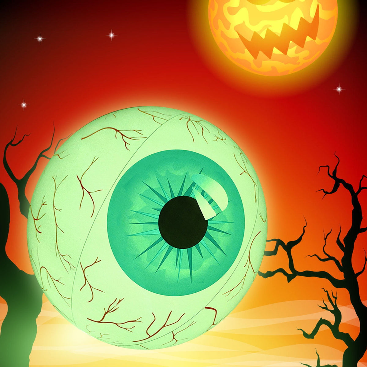 Summercome Halloween Inflatable Eyeball,16inch Halloween Huge Glowing Inflatable Eyeballs, 12 Changeable Colors with Remote Control, Suitable for Halloween Parties, Horror Themed Parties Supplies, Gre