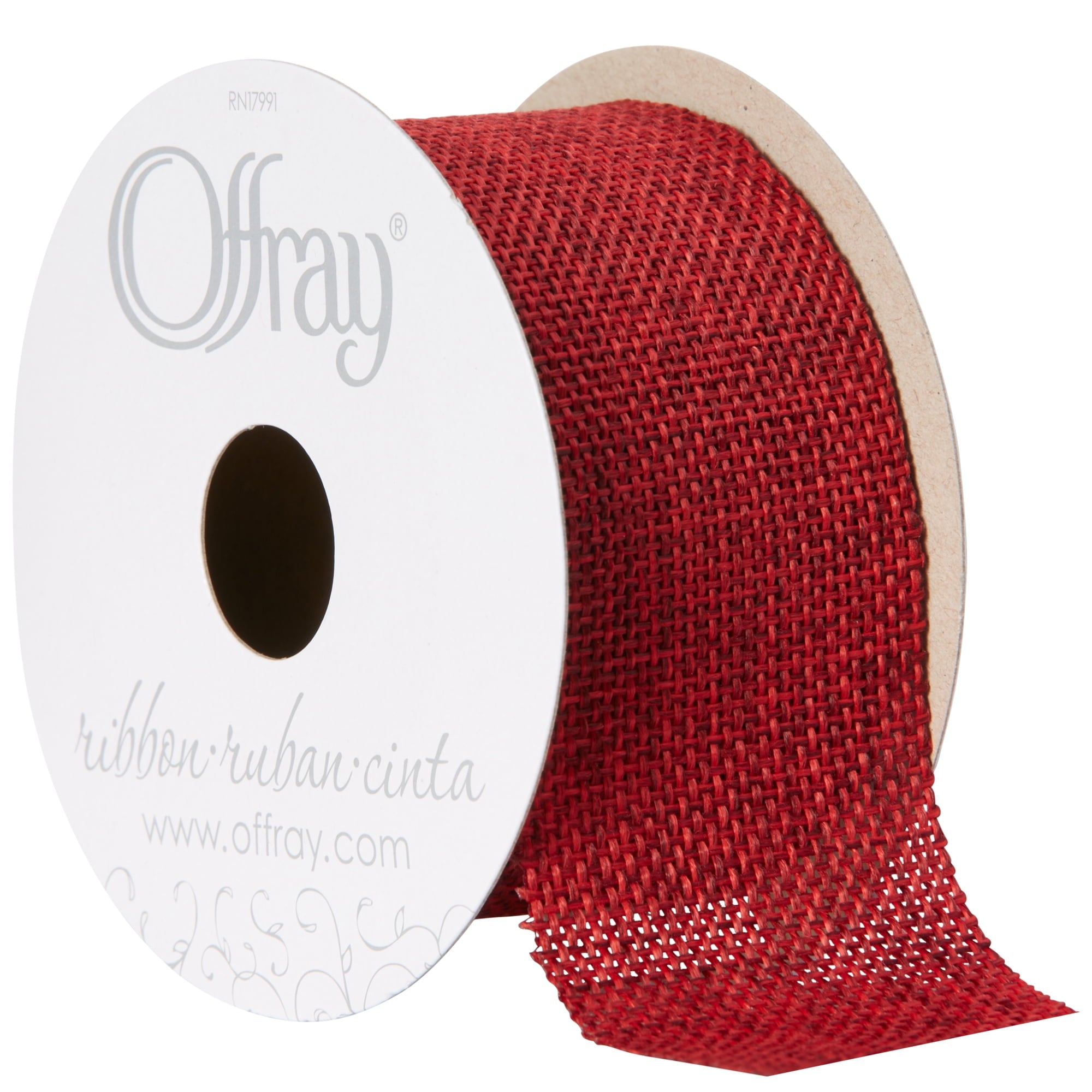 Offray Ribbon, Torrid Orange 1 1/2 inch Woven Burlap Woven Ribbon, 9 feet