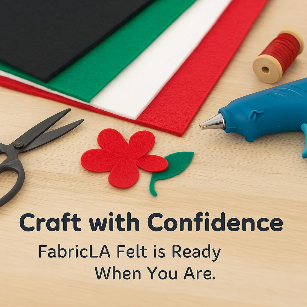 "FabricLA Soft Acrylic Felt Fabric 36"" x 36"" (1 Yard) 1.6mm Thick, Durable for Crafts, Sewing, Green"