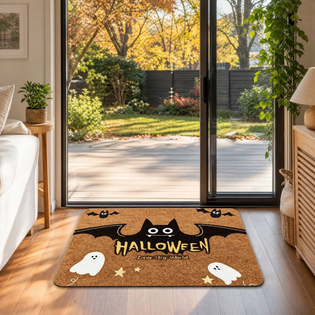 Halloween Doormat Vintage Retro Style Mat 23.6x15.7in Secure-Grip Absorbent Coir Look Entryway Rug for Front Porch Indoor Outdoor Decor by OVFUIZ
