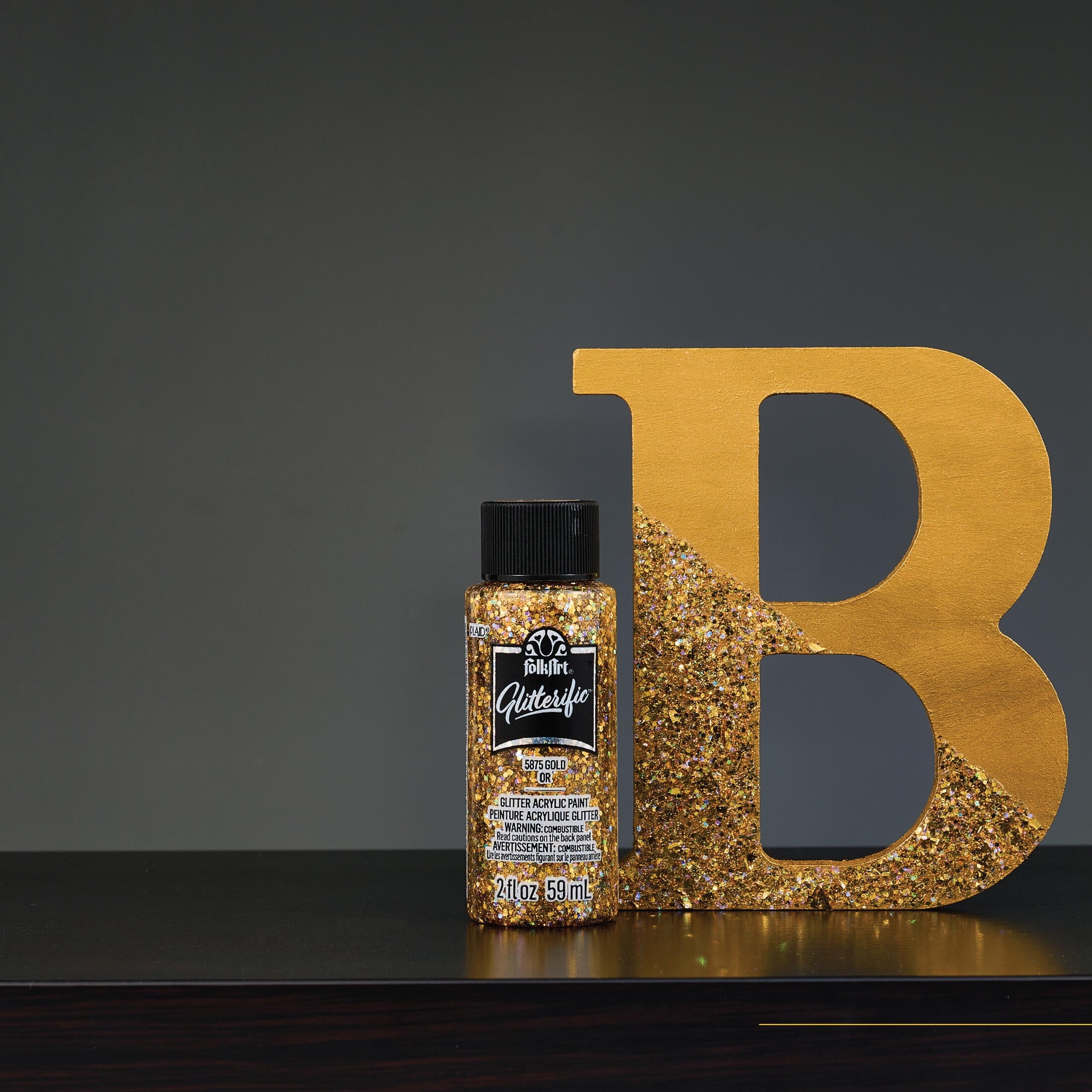 FolkArt Glitterific Acrylic Craft Paint, Glitter Finish, Hologram, 2 fl oz