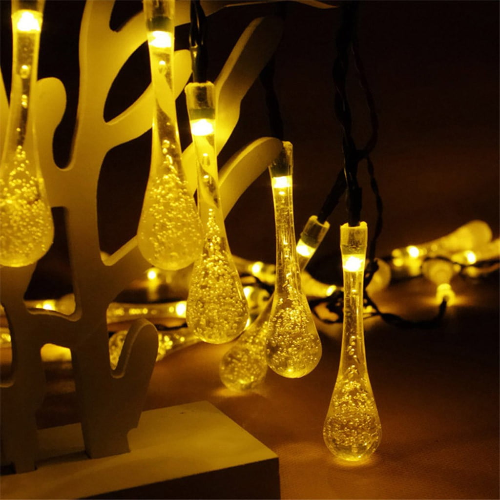 Gcvizuso Christmas Lights, String Lights, Outdoor Garden Party 20 LED Teardrop Solar Garden Lantern String